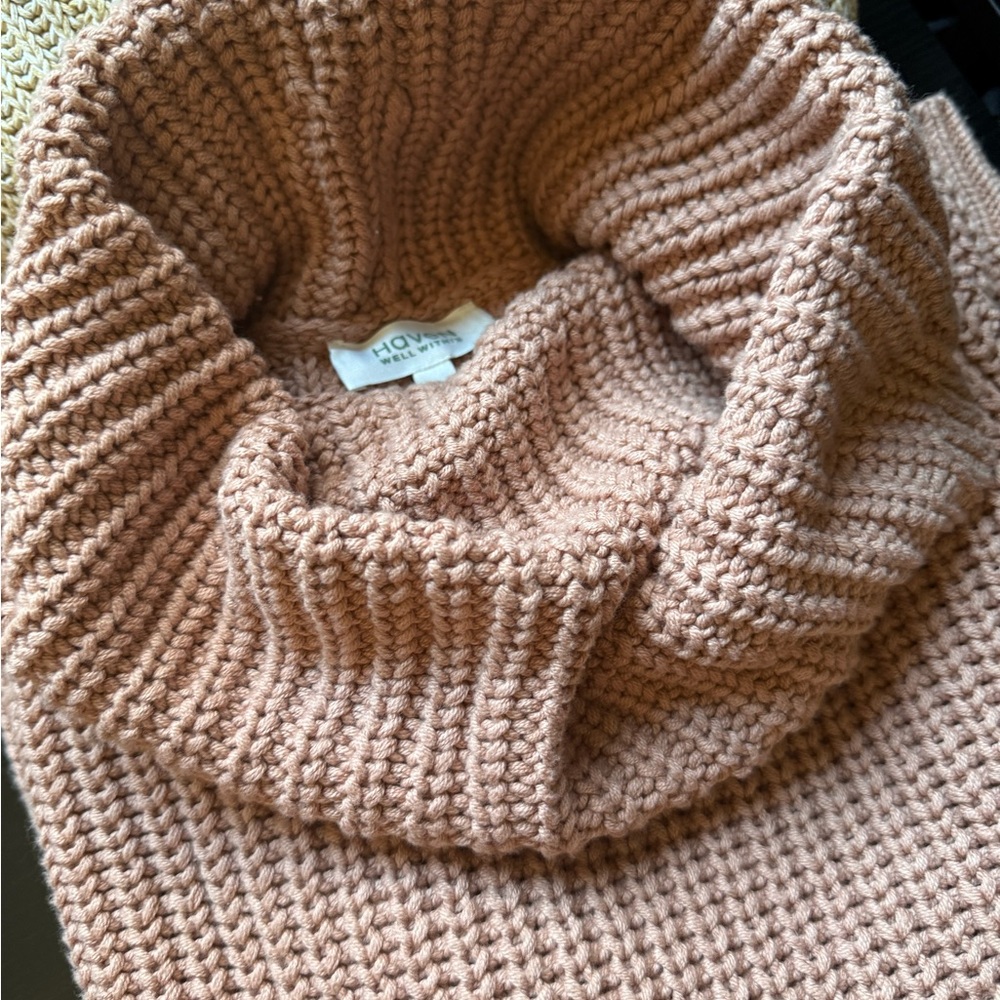 Haven Well Within Chunky Knit Cozy Pink Cowl Neck Sweater - Picture 6 of 6